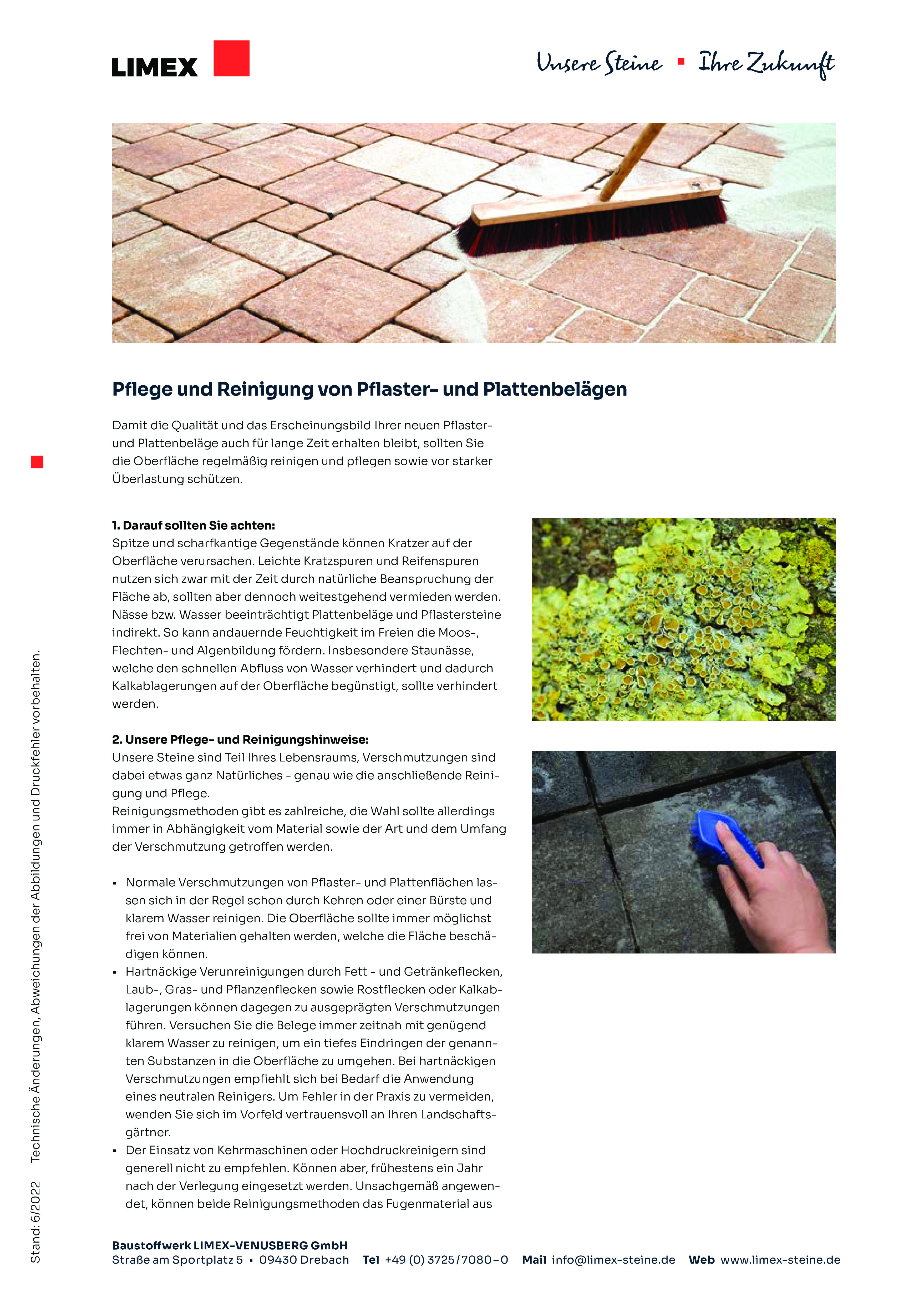 LIMEX Infocenter Pflege Reinigung von Pflaster Platten pdf 1
