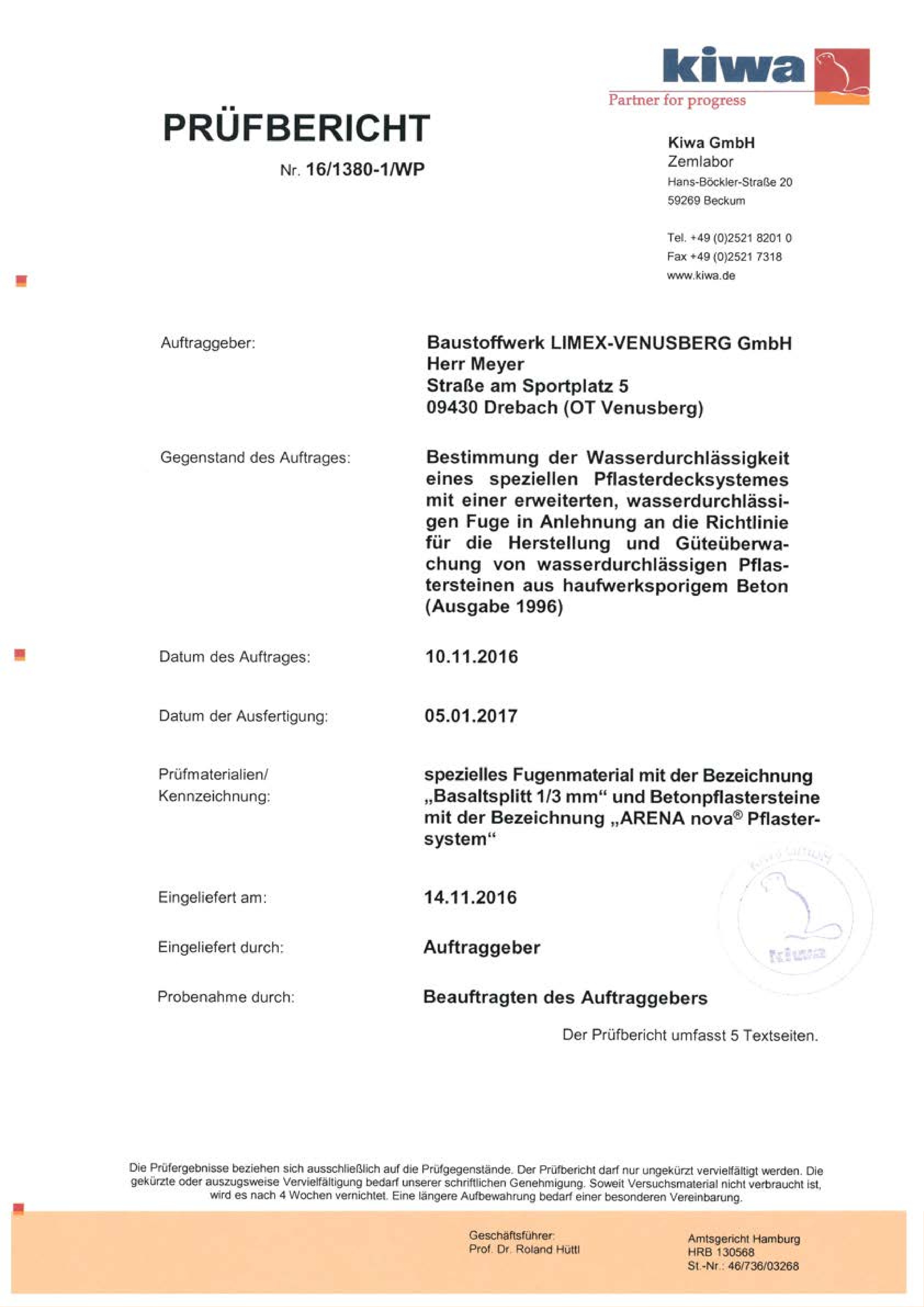LIMEX Infocenter Pruefzeugnis 16 1380 1 WP ArenaNovaPflastersystem Antik pdf