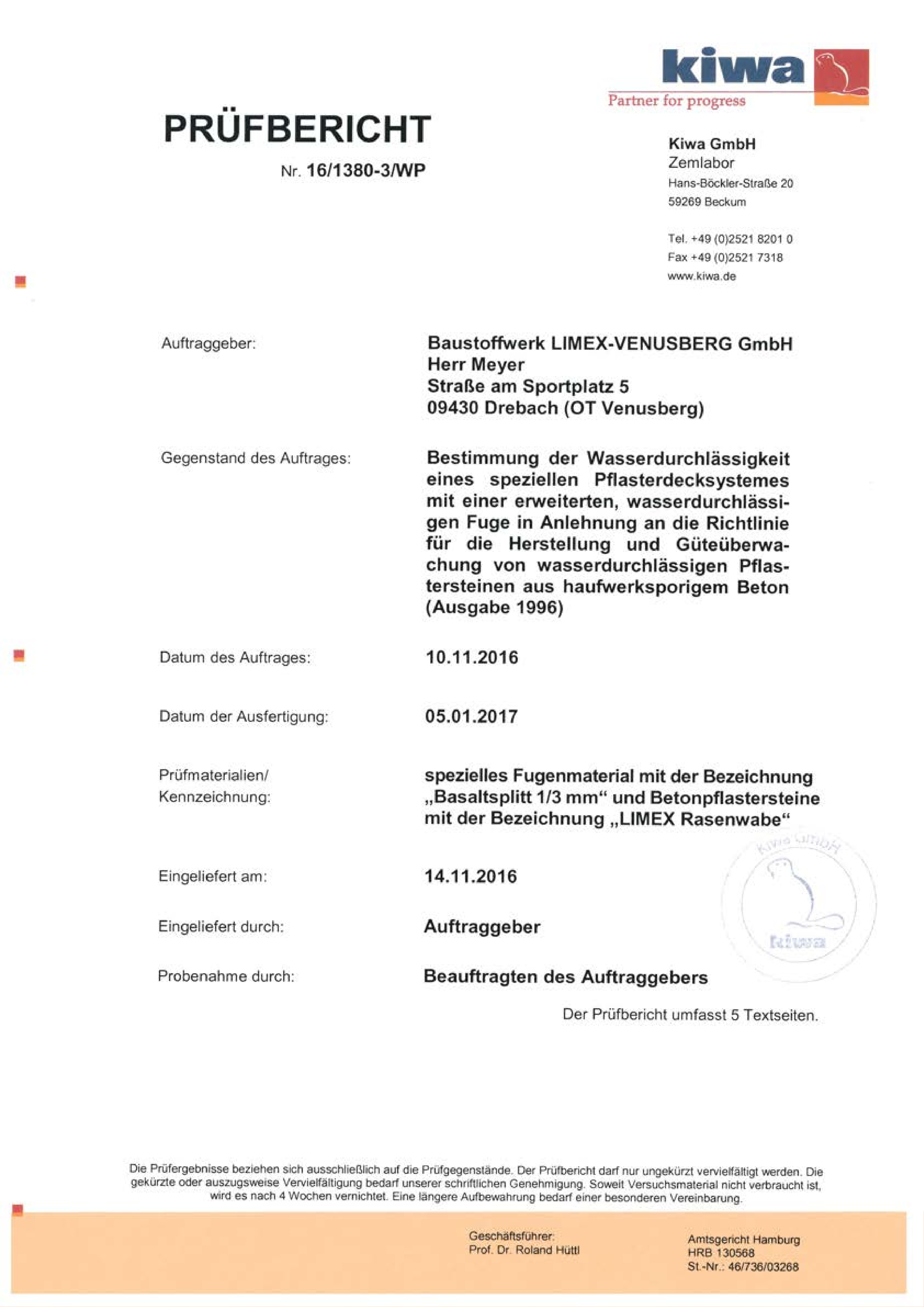LIMEX Infocenter Pruefzeugnis 16 1380 3 WP LIMEX Rasenkammerstein pdf